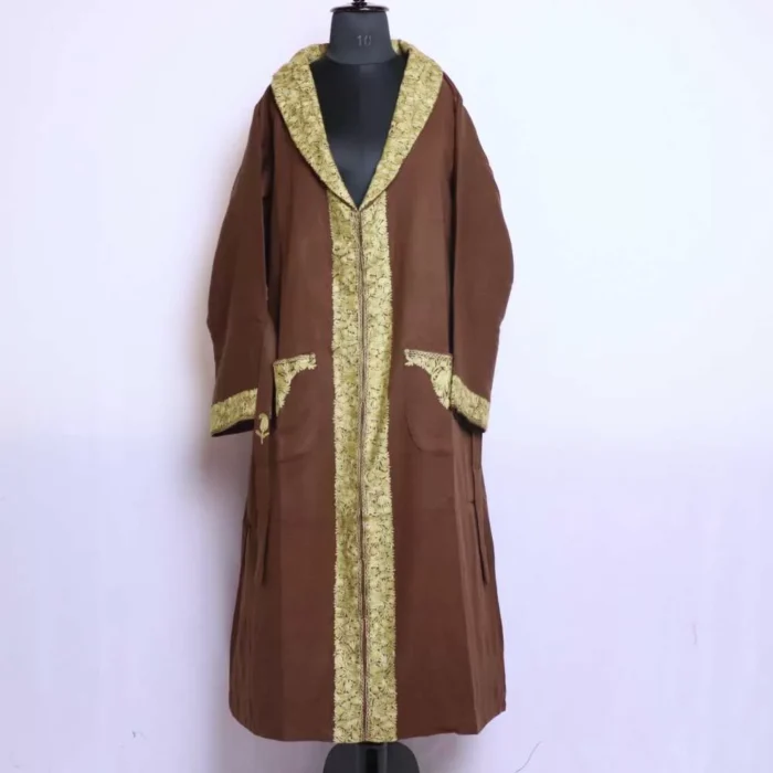 Brown Sabz Bathrobe/Dressing Gown with Ari Embroidery - Neymat