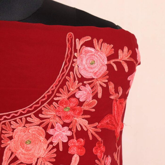 Maroon Heeposh Georgette Suit with All Over Aari Embroidery | Dupatta Included - Image 2