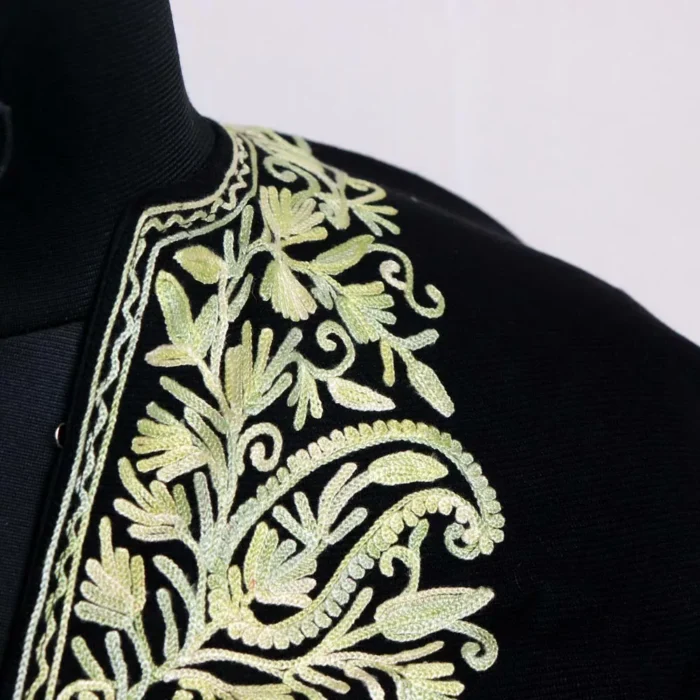 Black Kashmiri Poncho Chinar Aari Crafted - Image 3