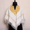 White Kashmiri Poncho Detailed Aari Work