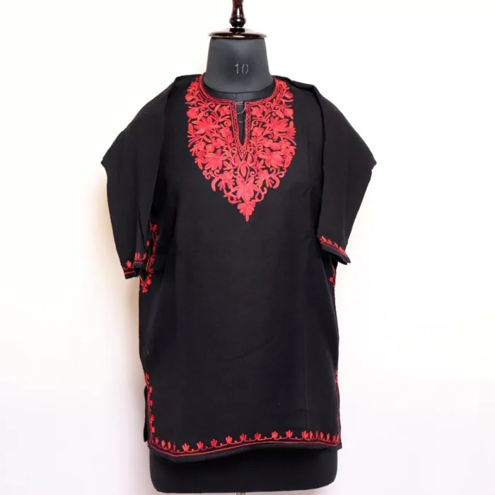 Noori Black Kashmiri Girls Pheran With Aari Crafted for Winter Wear (L30)
