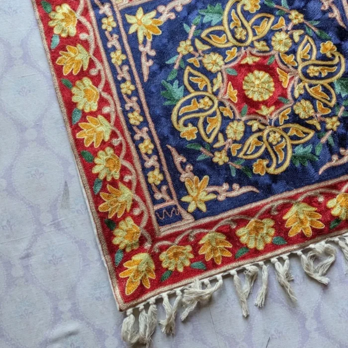 Kashmiri Chain Stitch Hand Embroidered Prayer-Mat | 3x2ft - Image 3