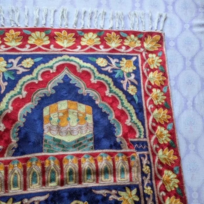 Kashmiri Chain Stitch Hand Embroidered Prayer-Mat | 3x2ft - Image 6