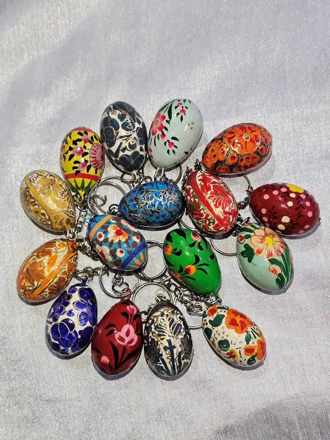 Wedding Favors, Mehndi Favors, Wedding Gift Egg Shaped Paper Machie Keychains: Set of 3, 20, 50, 100
