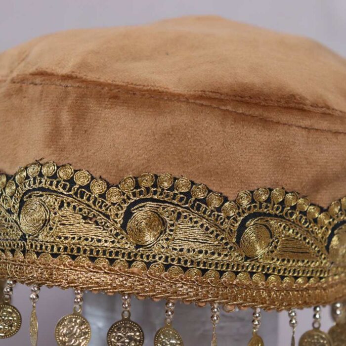 Kashmiri Wheat Bridal Velvet Cap with Tilla Embroidery - Image 2