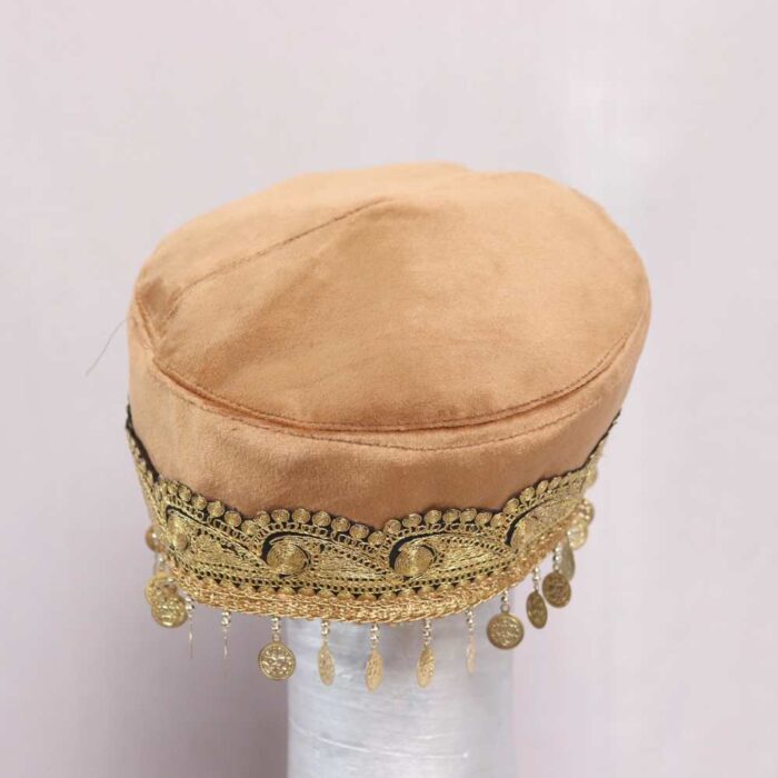 Kashmiri Wheat Bridal Velvet Cap with Tilla Embroidery - Image 3