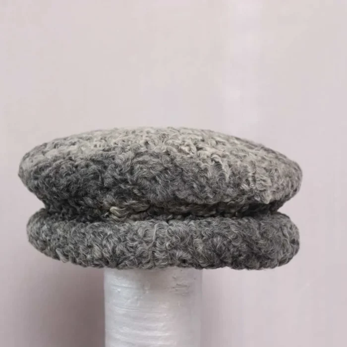 Elite Grey Round Premium Karakul Cap – Handmade in Kashmir