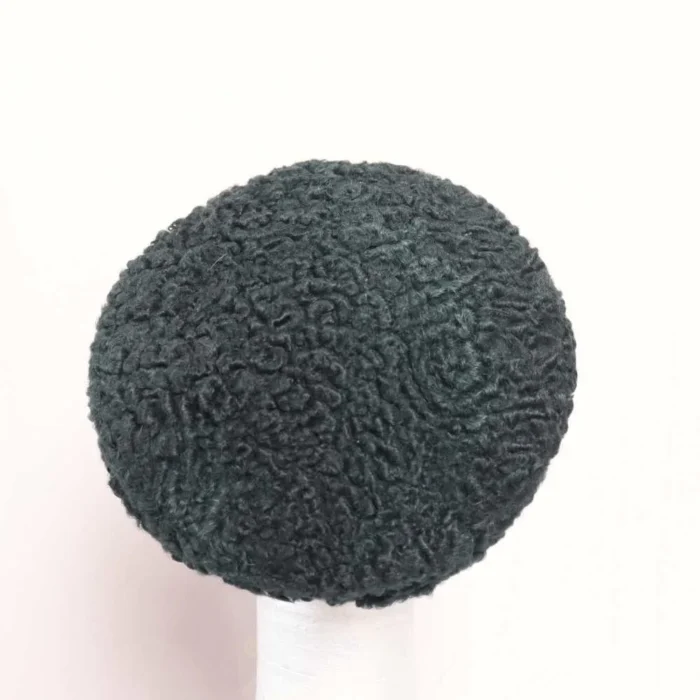 Elite Black Round Premium Karakul Cap - Handmade in Kashmir - Image 2