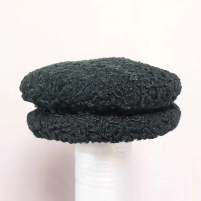 Elite Black Round Premium Karakul Cap - Handmade in Kashmir