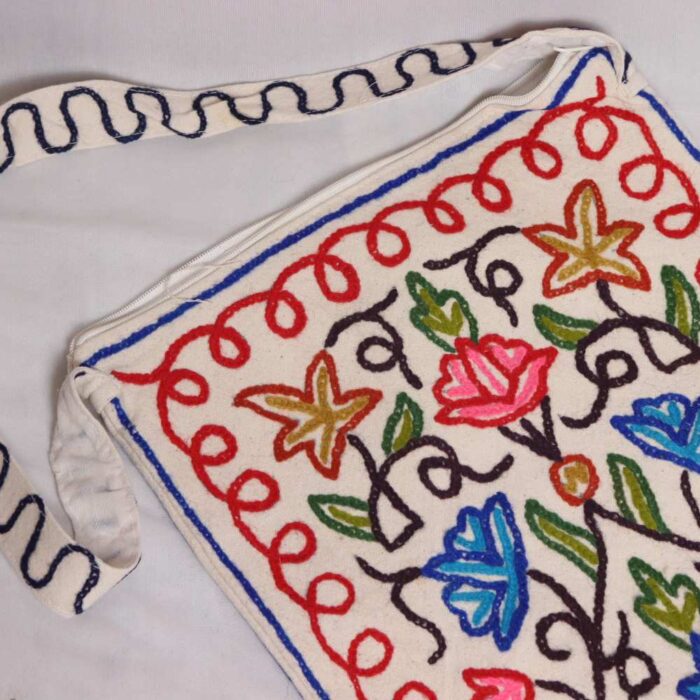 Kashmiri Dusoot Cotton Crewel- Embroidered Handbag - Image 3