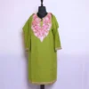 Light Green Kashmiri Floral Cashmilon Pheran Dress Aari Embroidery for Women Wear