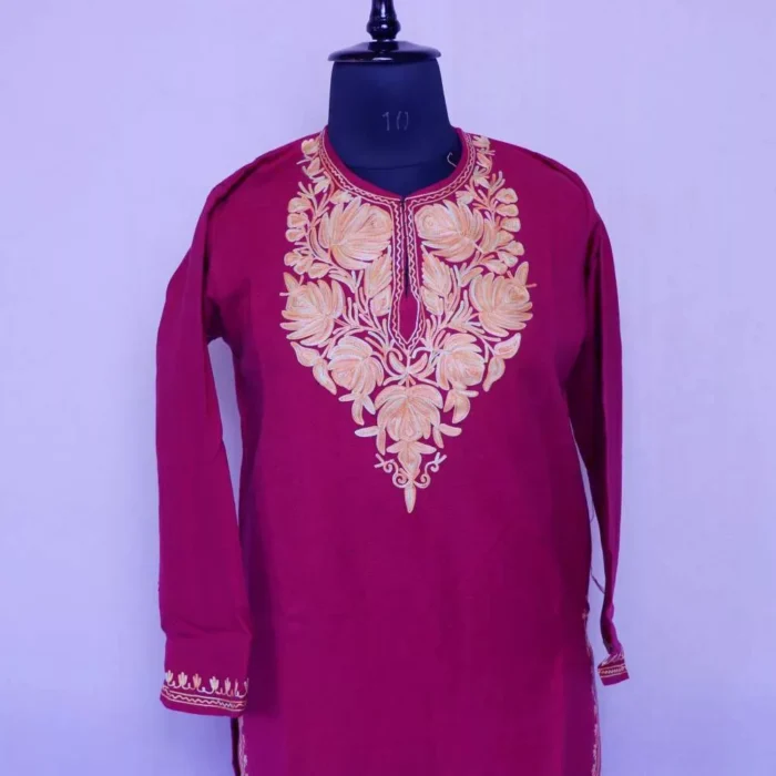 Woolen Kashmiri Kurta for Winter With Embroidery (39/40) - Cashmere Poshaak - Image 3
