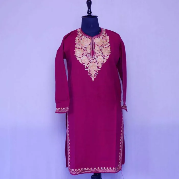 Woolen Kashmiri Kurta for Winter With Embroidery (39/40) - Cashmere Poshaak
