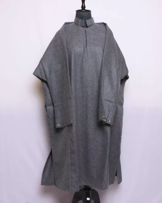 Grey Lakeer Traditional Mens Kashmiri Pattu Tweed Pheran (L46,66) - Asim