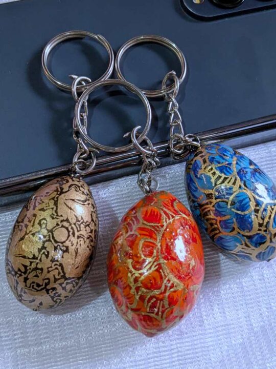 Egg Paper Machie Keychain: Set of 3