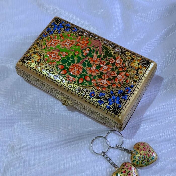 Golden Floral Design Paper Machie Sling Clutch Bag - Image 2
