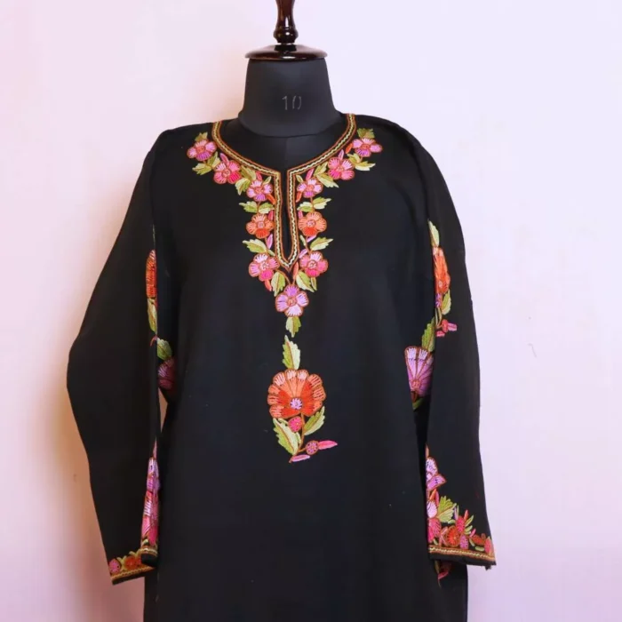 Black Pheran With Heavy Aari Hand Embroidery on Sides- Needle Magic (45,52)
