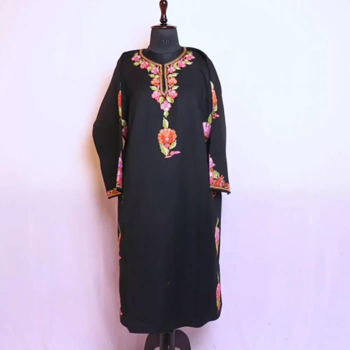 Black Pheran With Heavy Aari Hand Embroidery on Sides- Needle Magic (45,52) - Image 2