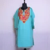 Women Kashmiri Phiran Bluish Color with Beautiful Aari Embroidery -Marhaba