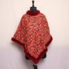 Kashmiri Maroon Aari Embroidery Fur Poncho - Bisma