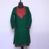 Kashmiri Girls Green Woolen Pheran Kurta Top With Aari Embroidery (39,38) - Cashmere Poshaak