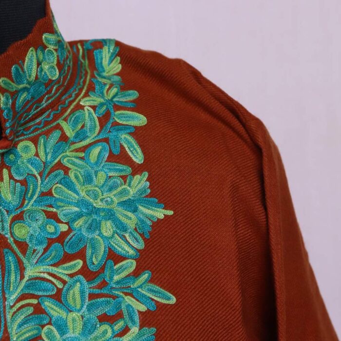 Kashmiri Kurta for Winter Rust Orange With Embroidery (38.5/47) - Cashmere Poshaak - Image 2