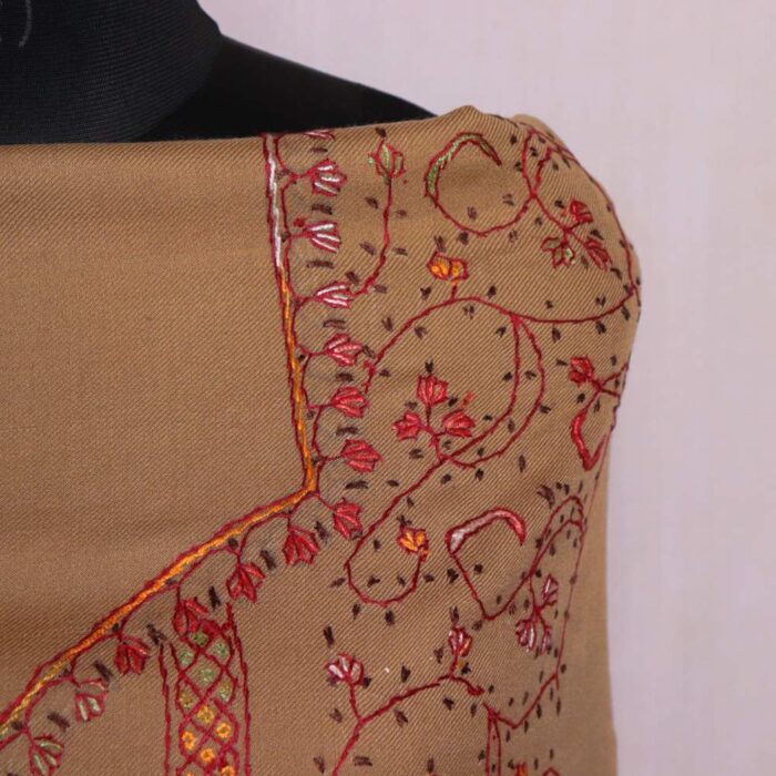 Natural Kashmiri Woolen Suit With All Over Hand Needle Sozni 3PC | Adleen Collection - Image 3