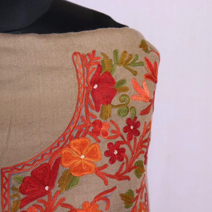 Natural Poshbaagh Kashmiri Woolen Garam Suit 3PC With Jaama All Over Embroidery | Mumina - Image 2