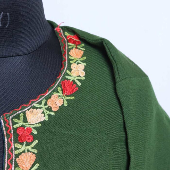 Long Green Woolen Shahi Kurti for Winter Wear (L 40.5) - Image 3