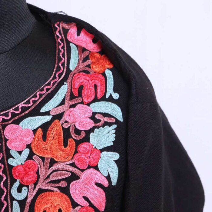 Chinari Black Woolen Mumtaz Long Kurti for Kashmiri Girls  Winter Wear (L 40.5) - Image 3