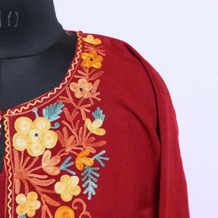 Maroon Woolen Kurti for Winter Wear Bahara (L 41) - Image 3