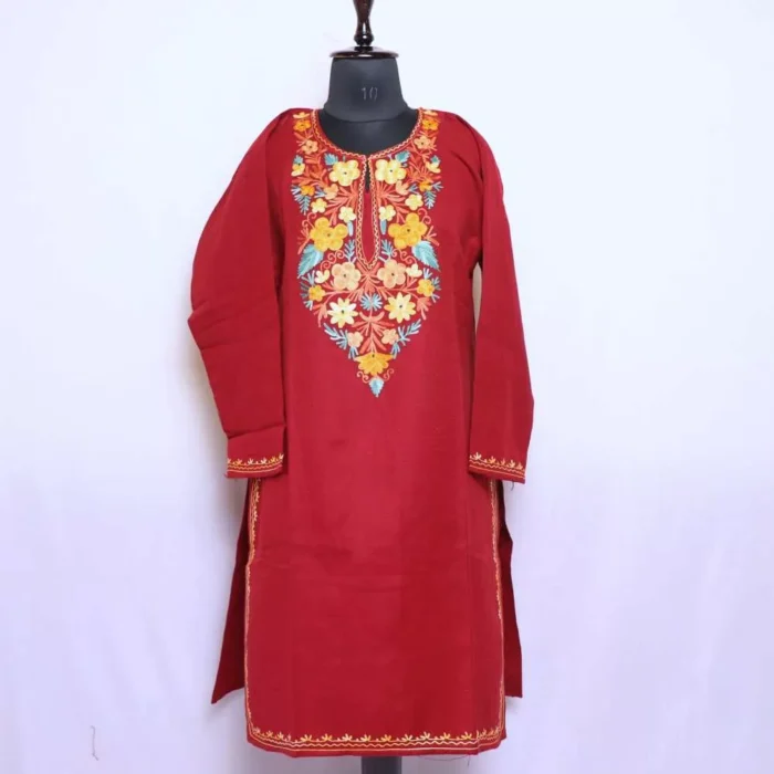 Maroon Woolen Kurti for Winter Wear Bahara (L 41)
