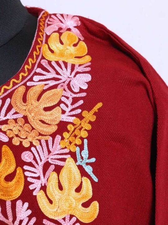 Red Floral Bahara Woolen Kurta for Winter Wear (46) Gyawun