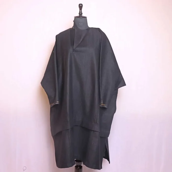Black Classic Kashmiri Pandit Style Loose Phiran/Pheran/Feran for Men (44, 73)