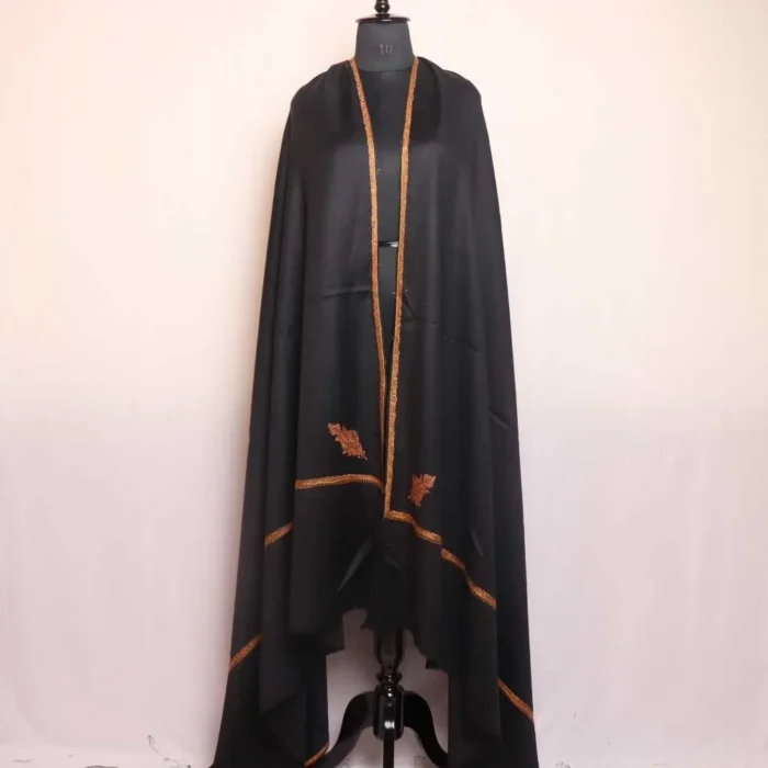 Men Black Shawl with Hand Sozni Embroidery | Faisal Collection