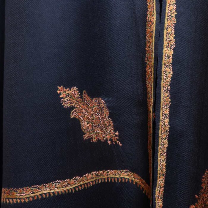 Men Black Shawl with Hand Sozni Embroidery | Faisal Collection - Image 2