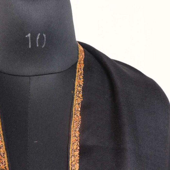 Men Black Shawl with Hand Sozni Embroidery | Faisal Collection - Image 3