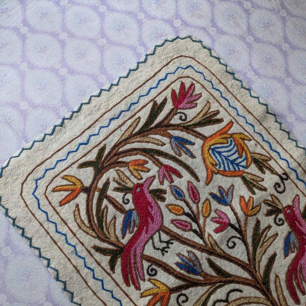 Kashmiri Birdy Embroidered Handmade Namda Runner Rug 6×2ft - Gyawun