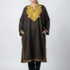 Nilofer Kashmiri Dark Brown Aari Embroidered Pattu Tweed Traditional Warm Pheran
