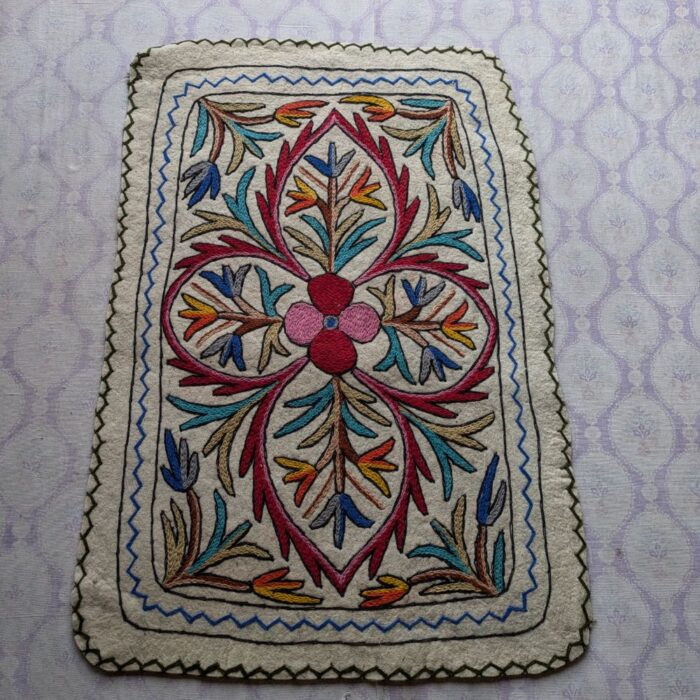 Farhat Namda Rug- Wool, Hand Embroidered (Size: 3*2ft)