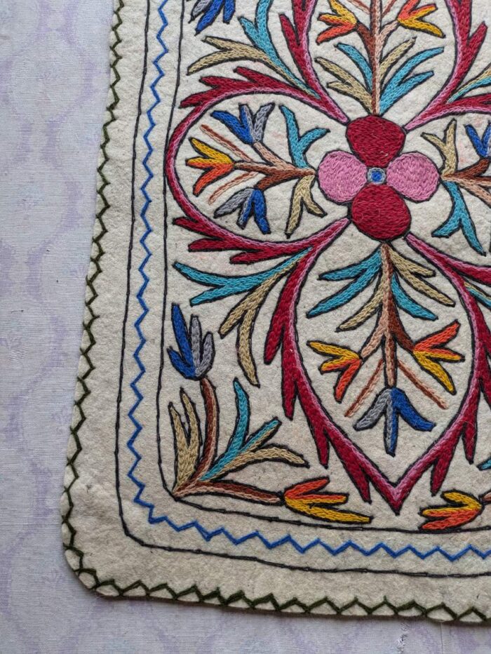 Farhat Namda Rug- Wool, Hand Embroidered (Size: 3*2ft) - Image 3