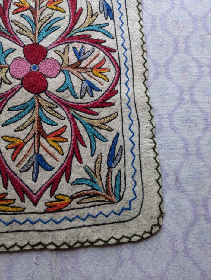 Farhat Namda Rug- Wool, Hand Embroidered (Size: 3*2ft) - Image 4