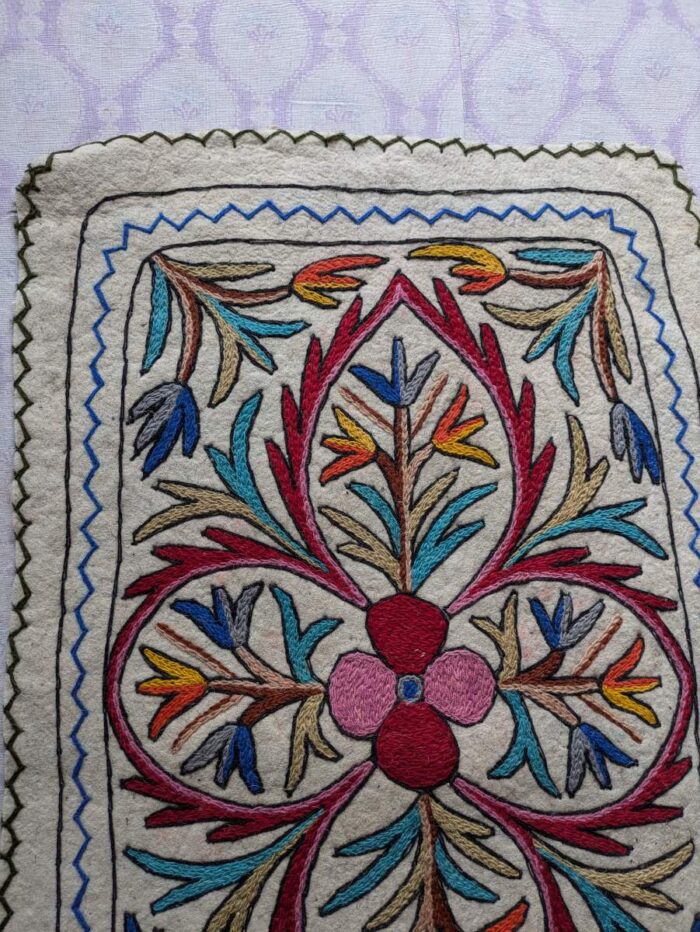 Farhat Namda Rug- Wool, Hand Embroidered (Size: 3*2ft) - Image 5