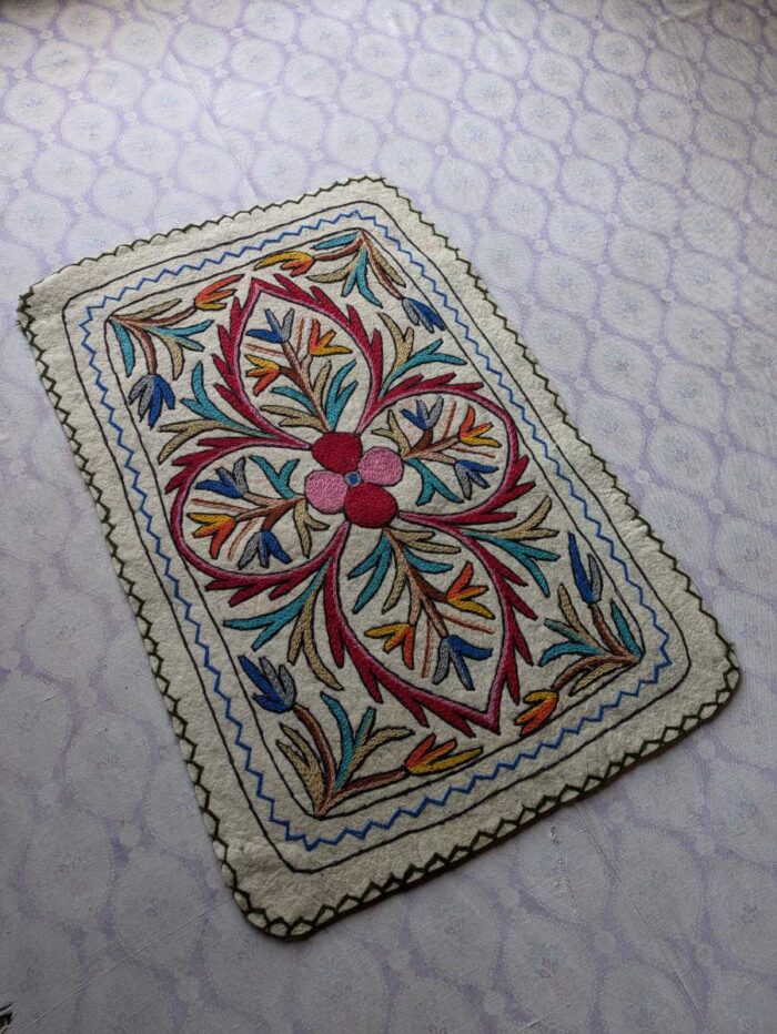 Farhat Namda Rug- Wool, Hand Embroidered (Size: 3*2ft) - Image 2