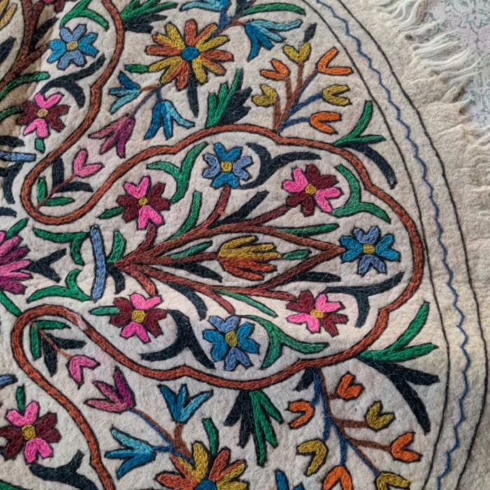 Kashmiri Handmade Round Namda Rug - 4.5FT - Image 2