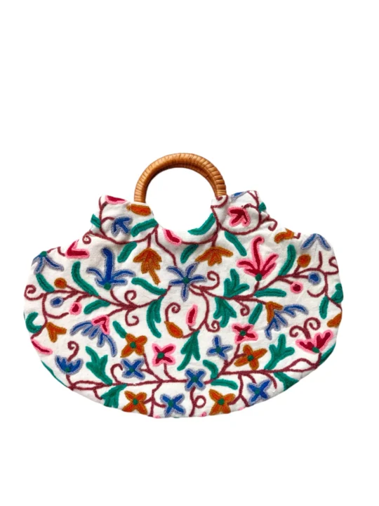 Kashmiri Beautifully Crewel Crafted Handbag | Ring bag Pentagon
