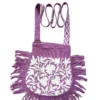 Purple Sling Bag With Zip and Crewel Hand Embroidery
