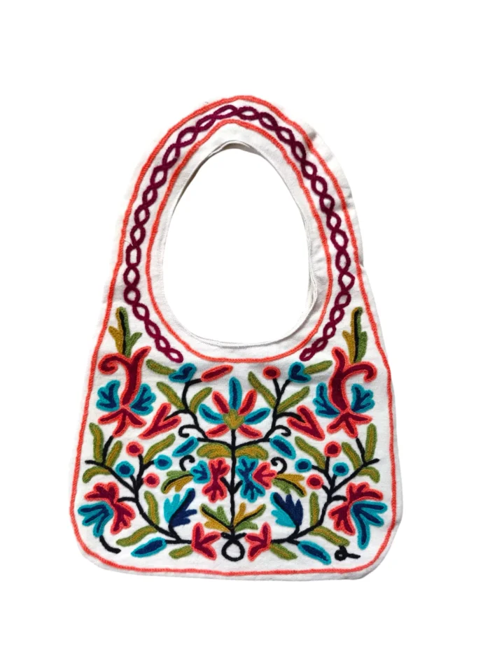 Small Kashmiri Purse Handbag With Crewel Handwork