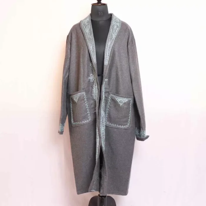 Grey Tweed Gown with Handwork - Altamash