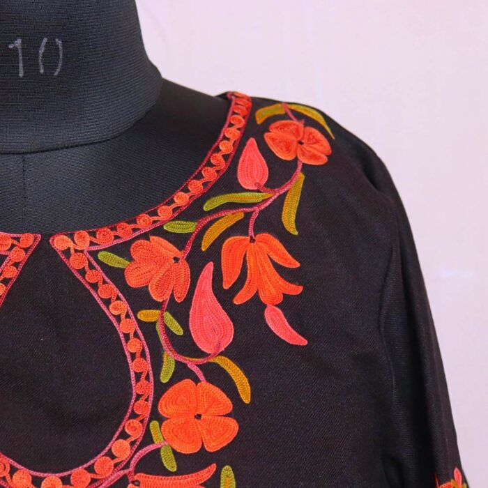 Black Lady Hut Kashmiri Coord Kurta Set for Winter | Very Warm | Maroofa Collection - Image 3